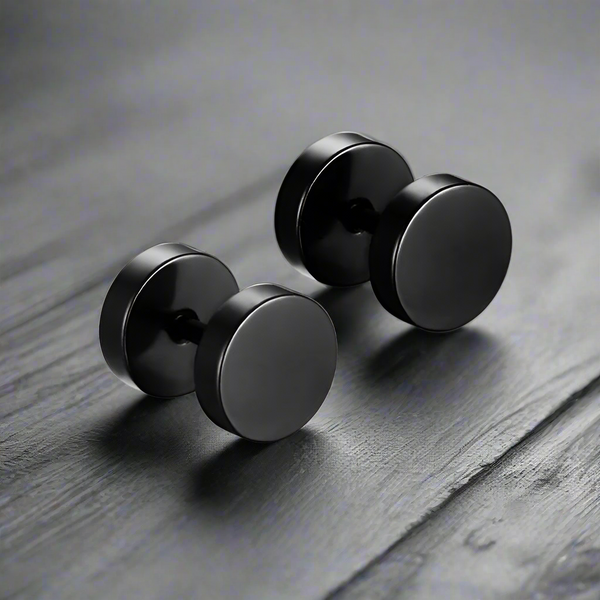 Boucle d’Oreille Homme NOIRE PLATE (Paire)