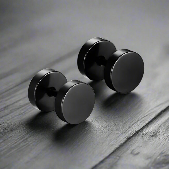 Boucle d'Oreille Homme NOIRE PLATE (Paire)