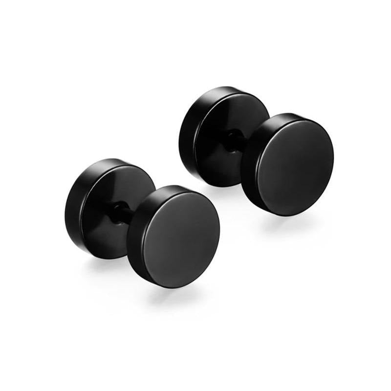 Boucle d'Oreille Homme NOIRE PLATE (Paire)