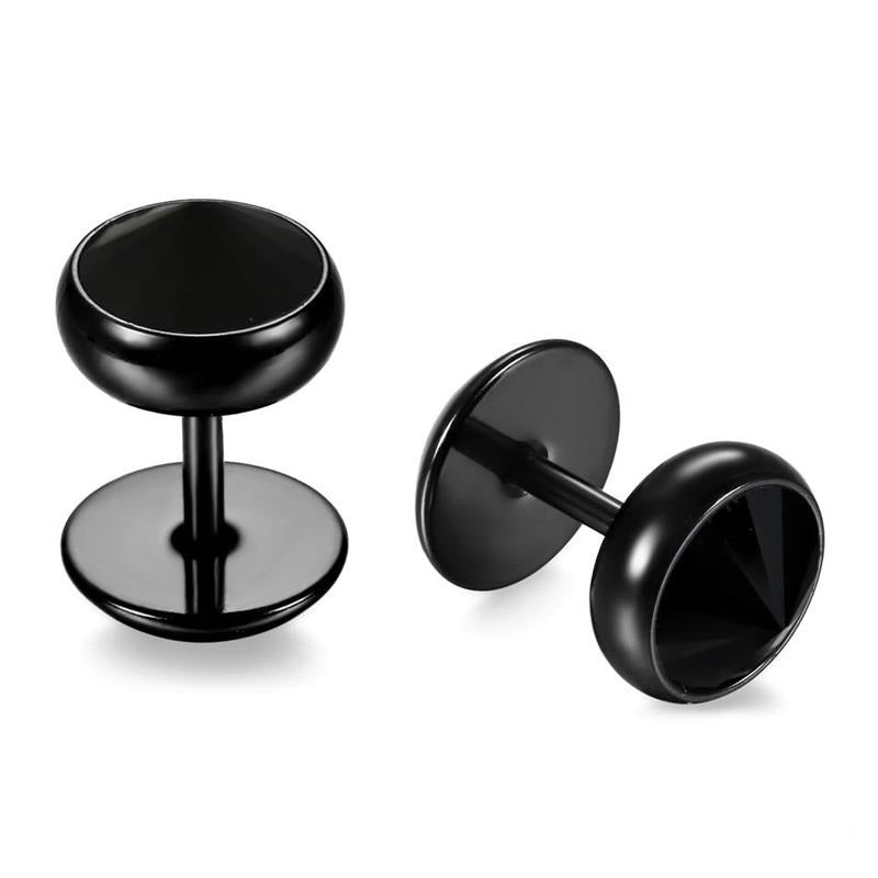 Boucle d'Oreille Homme Noire Ronde