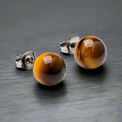 Boucle d'Oreille Homme ŒIL DE TIGRE