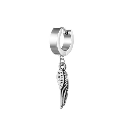 Boucle d'oreille pendentif aile ange homme