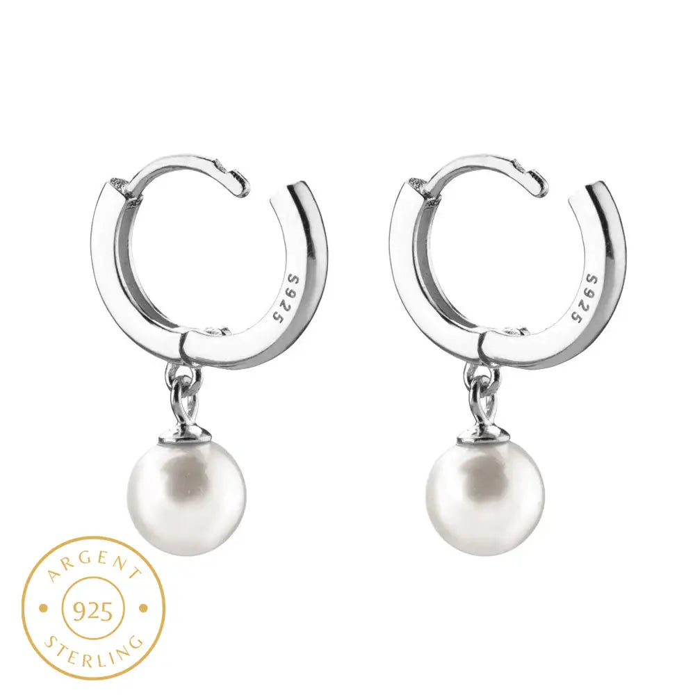 Boucle d'Oreille Perle Pendante argent