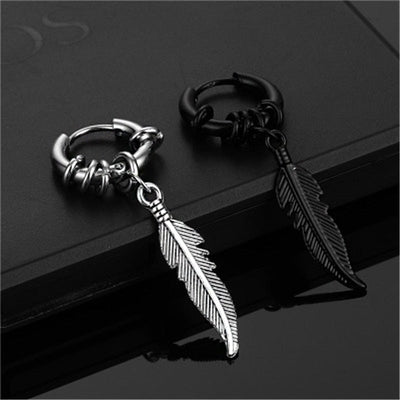 Boucle d'Oreille Homme PLUME (Paire)