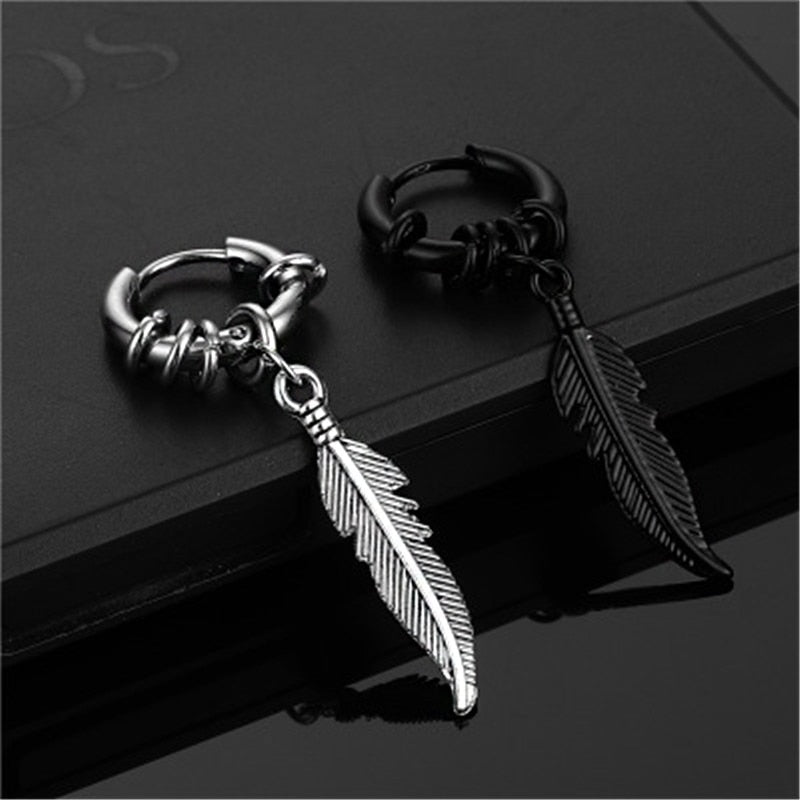 Boucle d’Oreille Homme PLUME (Paire)