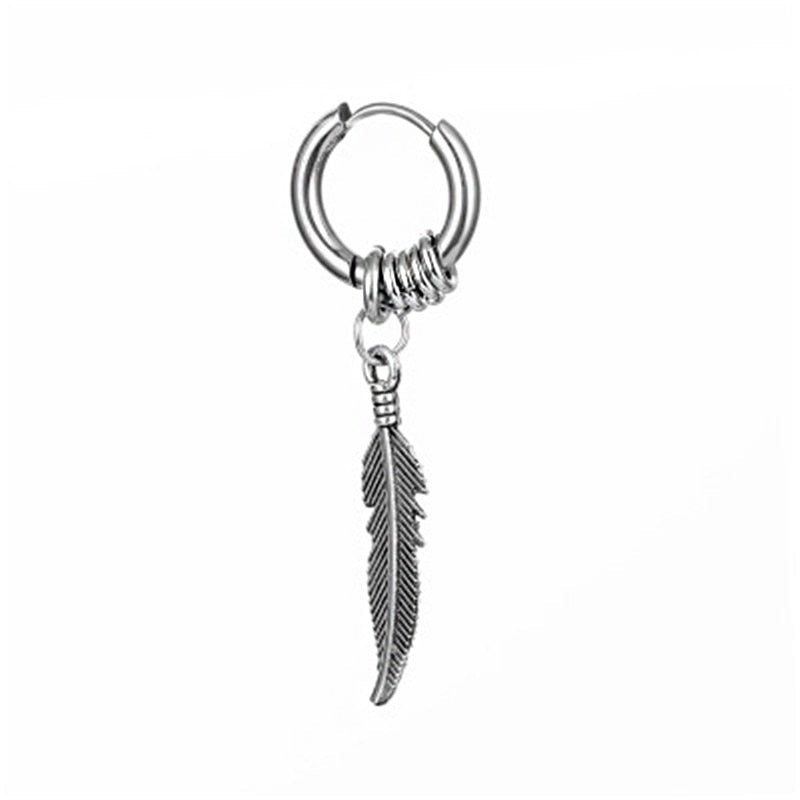 Boucle d’Oreille Homme PLUME (Paire) - Argenté