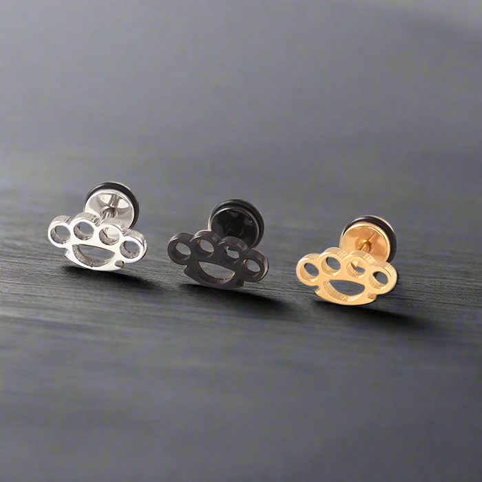 Boucle d'Oreille Homme POING AMÉRICAIN (Paire)