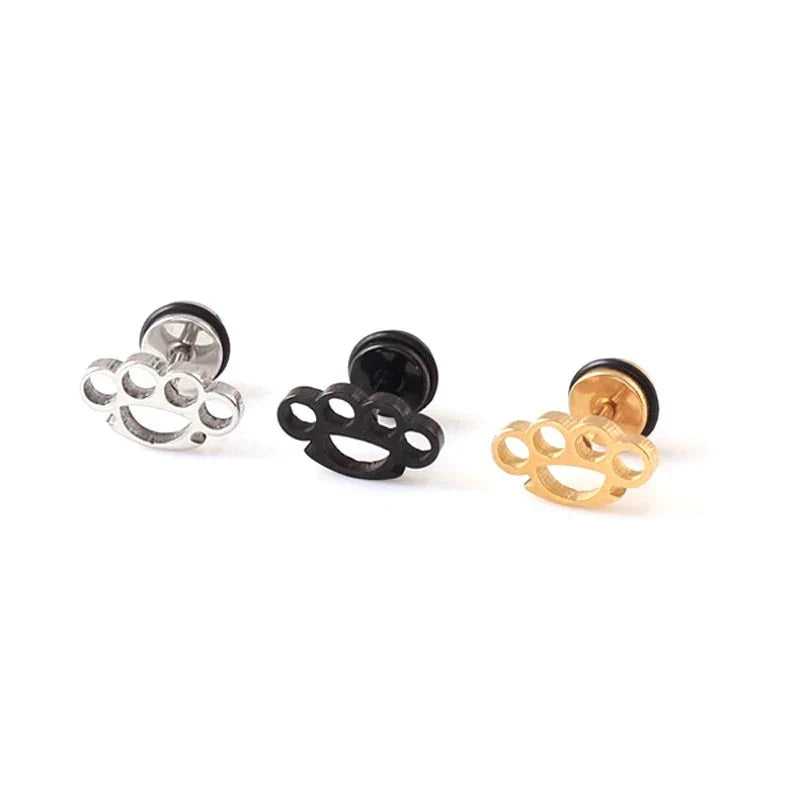 Boucle d'Oreille Homme POING AMÉRICAIN (Paire)
