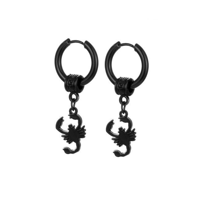 Boucle d'oreille pendante scorpion