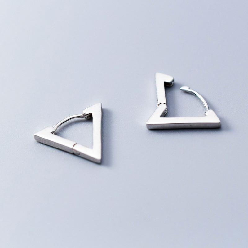 Boucles d'Oreilles Homme Triangle Argent