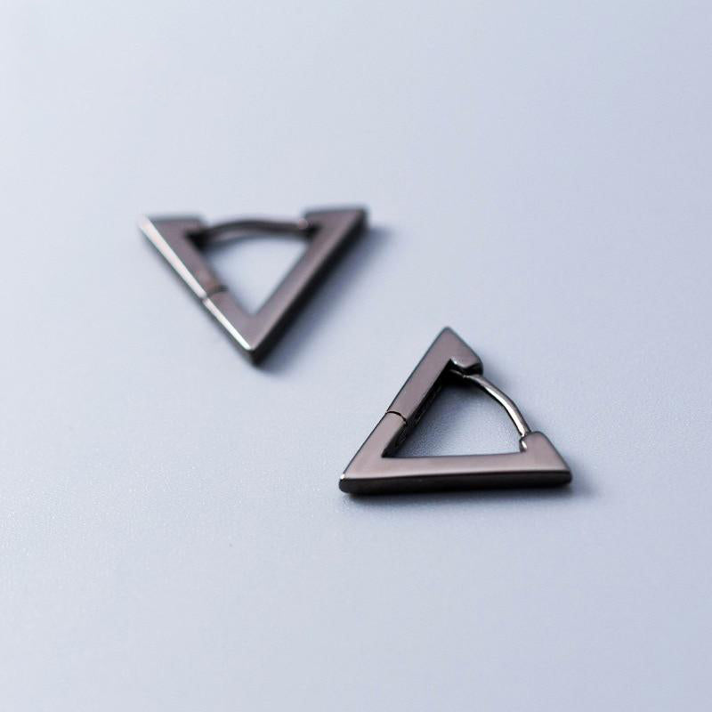 Boucles d'Oreilles Homme Triangle Noir