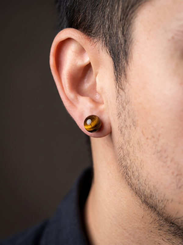 Boucle d’Oreille Homme ŒIL DE TIGRE