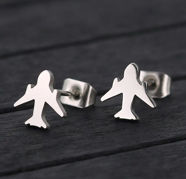 Boucle Oreille Homme Avion argent