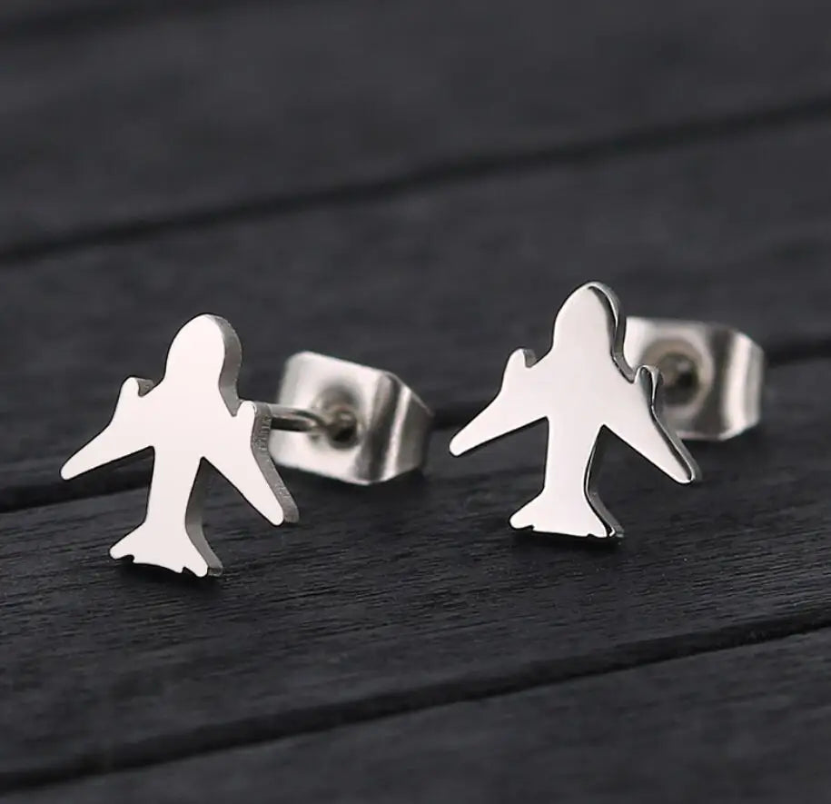Boucle Oreille Homme Avion argent