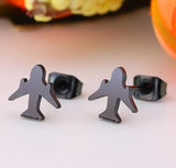 Boucle Oreille Homme Avion noir