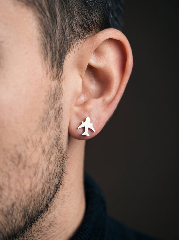 Boucle Oreille Homme Avion acier inoxydable