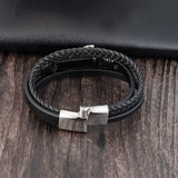 Bracelet Ancre Homme Cuir Tressé NOIR