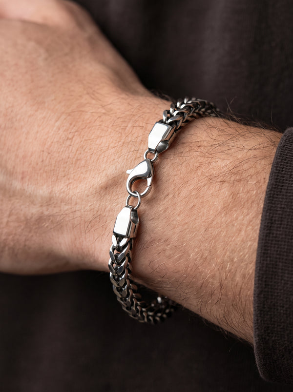 Geometric Design Men Chain & Link Bracelet With Lobster Clasp,Titanium Steel Ancient Maya