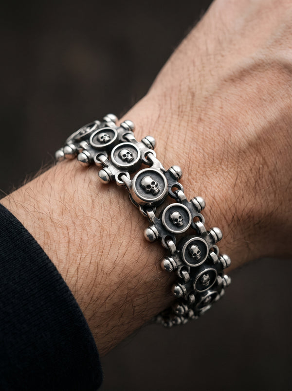 Bracelet Chaîne Moto Homme TETE DE MORT - Style