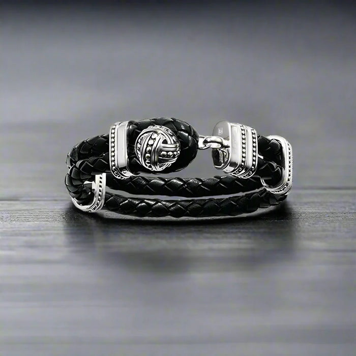 Bracelet Cuir et Acier Inoxydable Homme TRESSÉ