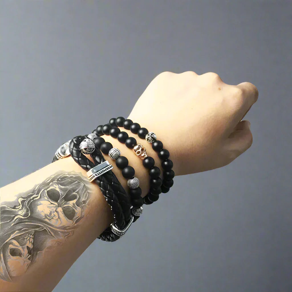Bracelet Cuir et Argent Homme TRESSÉ