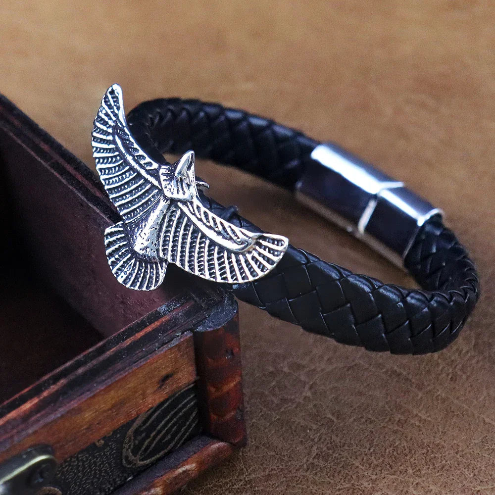 Bracelet Cuir Homme AIGLE VINTAGE - Steel color