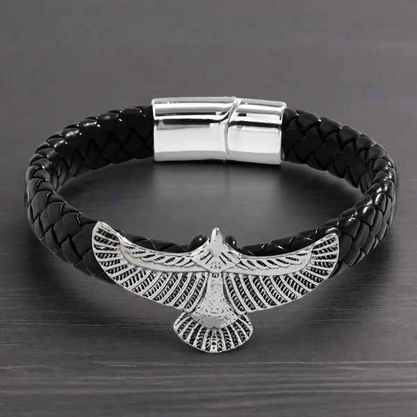 Bracelet Cuir Homme AIGLE VINTAGE - Steel color