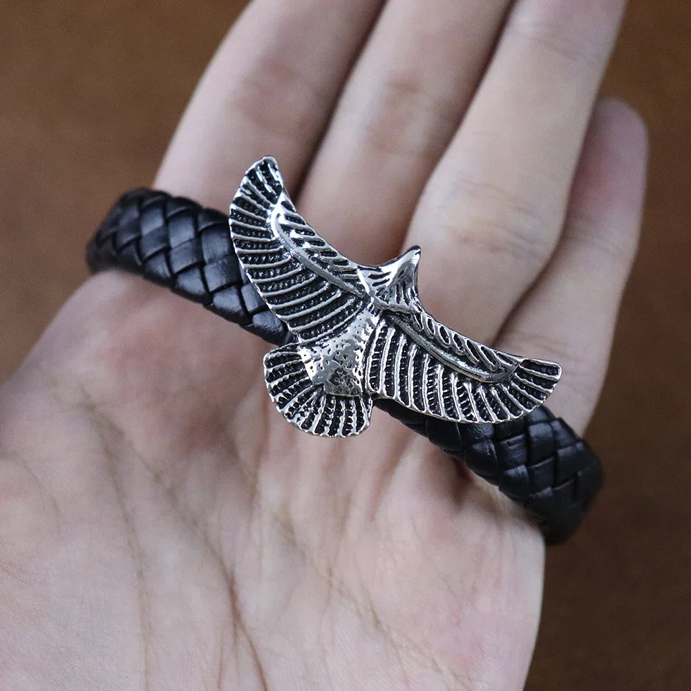 Bracelet Cuir Homme AIGLE VINTAGE - Steel color