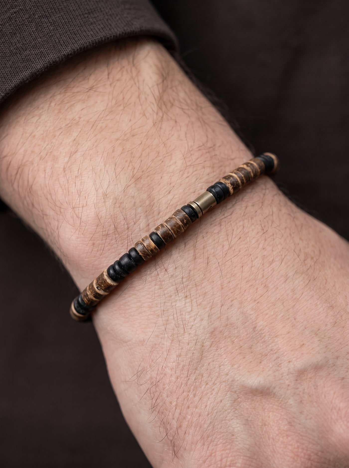 Bracelet Homme Perle BOIS NATUREL ARTISANAL