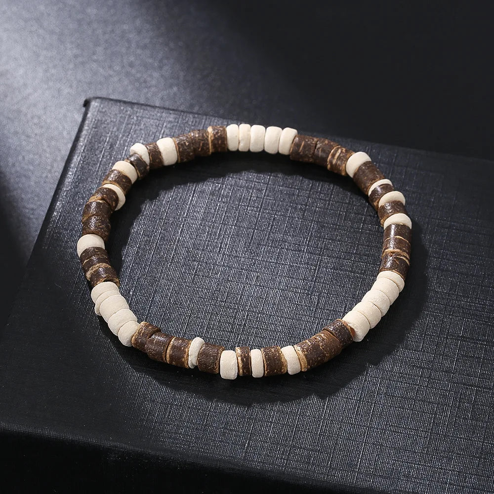 Bracelet Homme Perle NATUREL BOIS BLANC