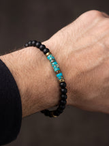 Bracelet Homme Perle NOIR TURQUOISE portee lifestyle Stag