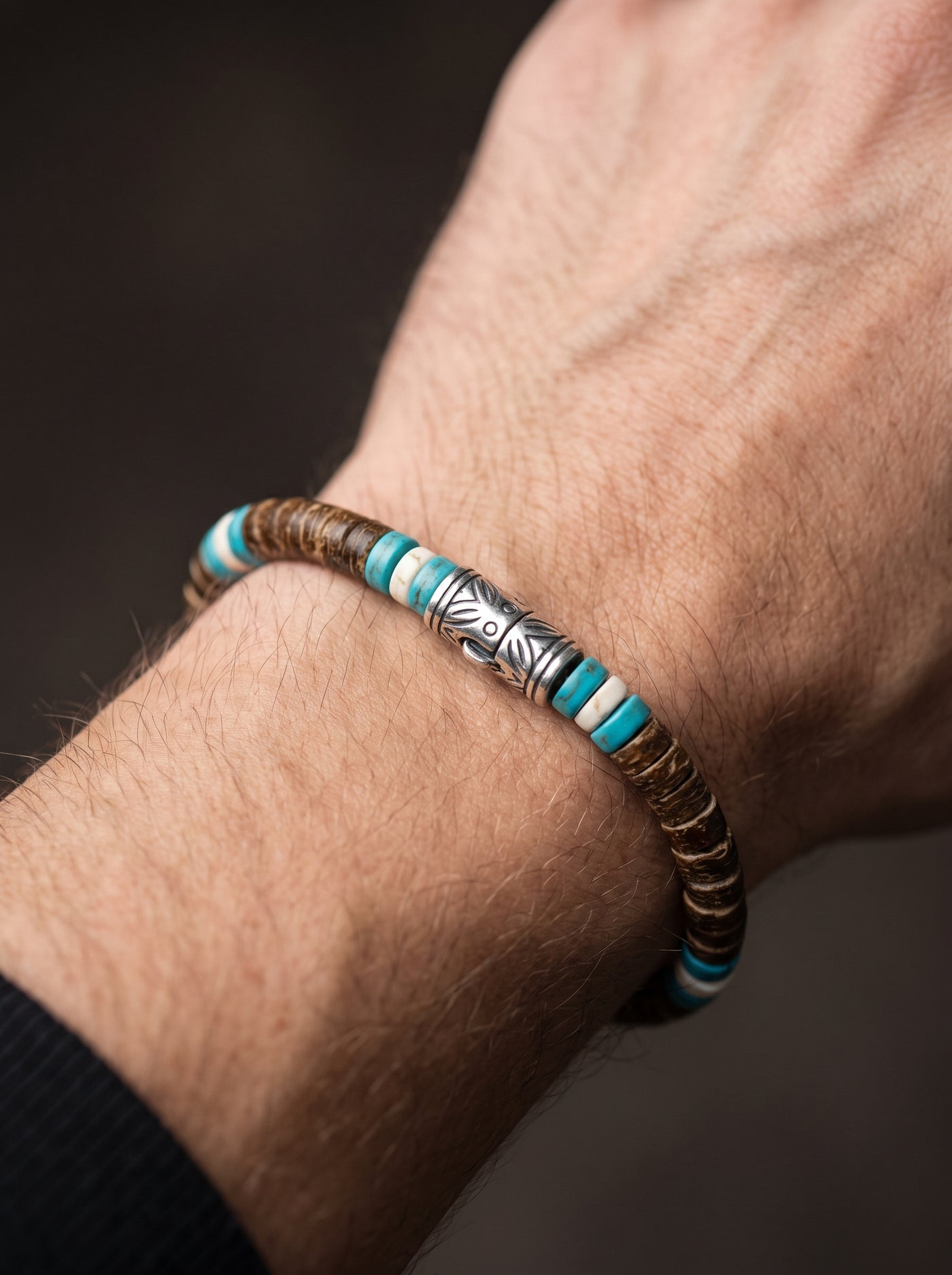 Bracelet Homme Perle TURQUOISE & BOIS