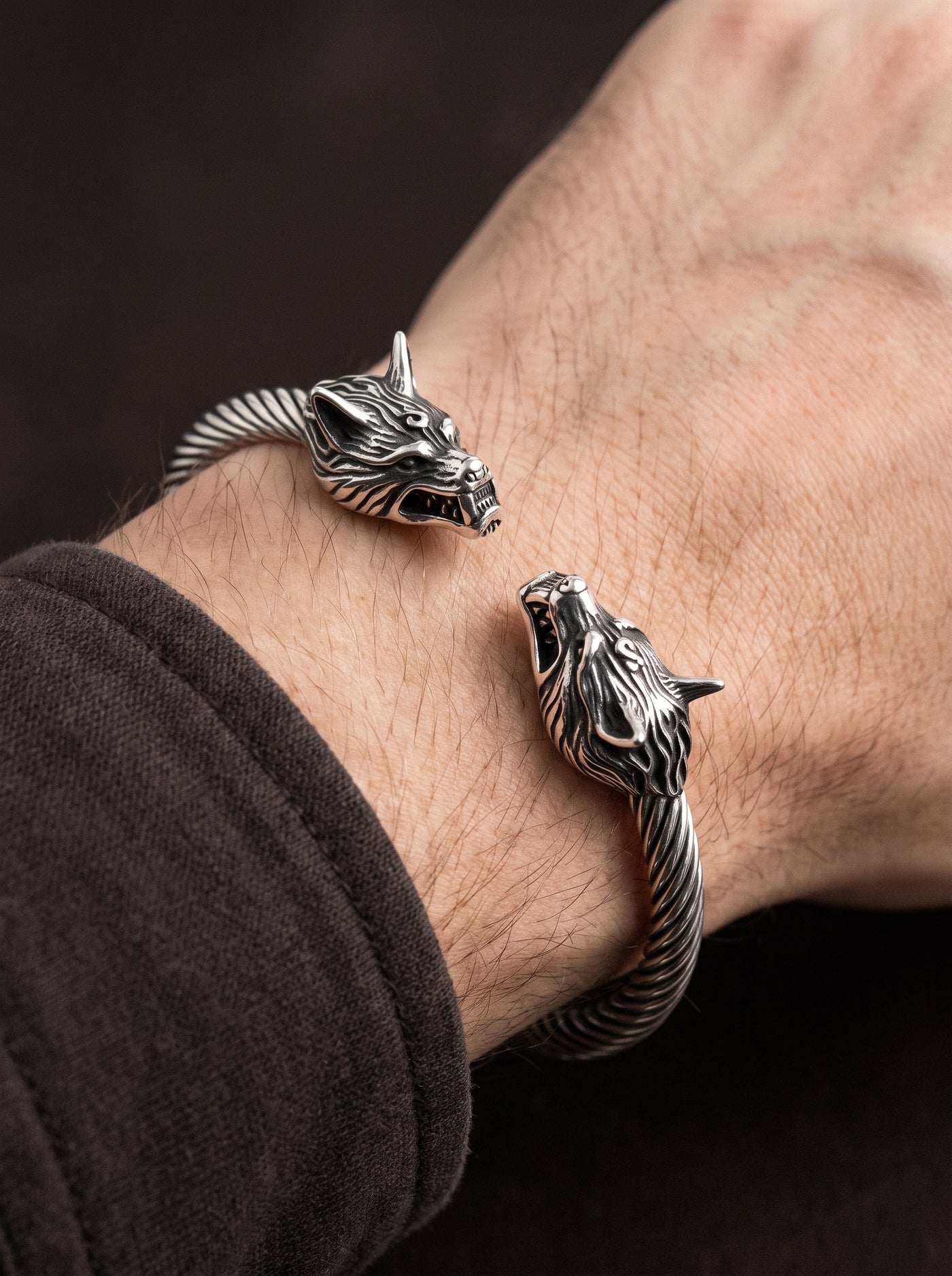 Bracelet Jonc Homme LOUP VIKING