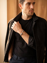 Bracelet Jonc Homme TETE DE MORT portée, plan large