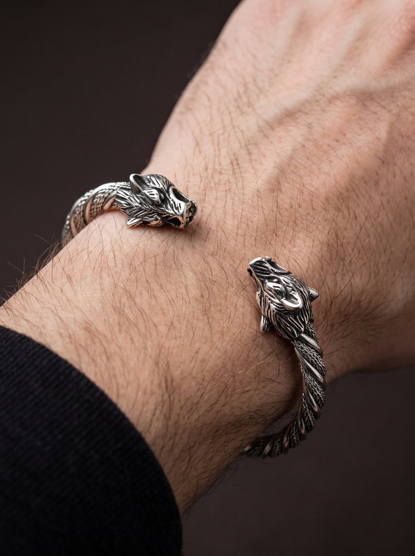 Bracelet Jonc Homme Viking LOUP FENRIR - Style