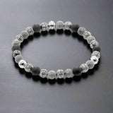 Bracelets Cross Beads & Obsidian For Rebel Men Masculine 925 Sterling Silver Jewelry - 16cm