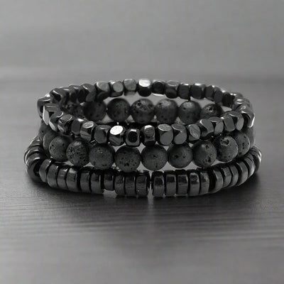 Bracelet Perles Homme LAVE NOIRE