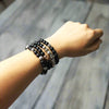Black Pearl Obsidian Karma Bracelets Cross Bead 925 Sterling Silver