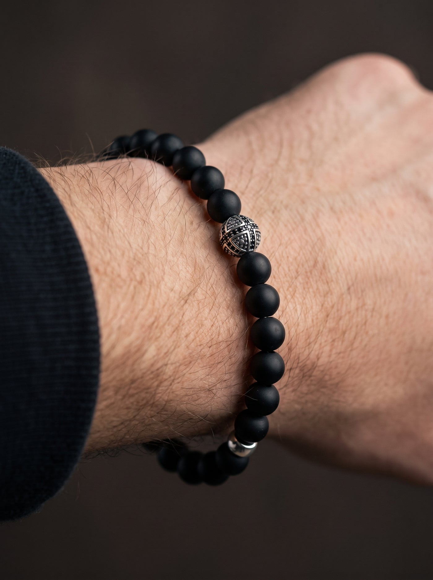 Bracelet Perles Homme OBSIDIENNE NOIRE