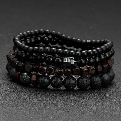 Bracelet Perles Homme VOLCANIQUE NOIR