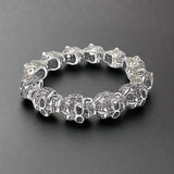 Bracelets Fleur-de-lis Skull Punk Bead Silver Men - 16cm