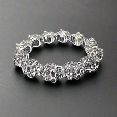 Bracelet Tête de Mort Homme ARGENT DESIGN PUNK