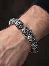 Bracelet Tête de Mort Homme acier inoxydable DESIGN PUNK portee lifestyle Stag