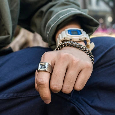 Chevalière Homme Acier CARRÉ