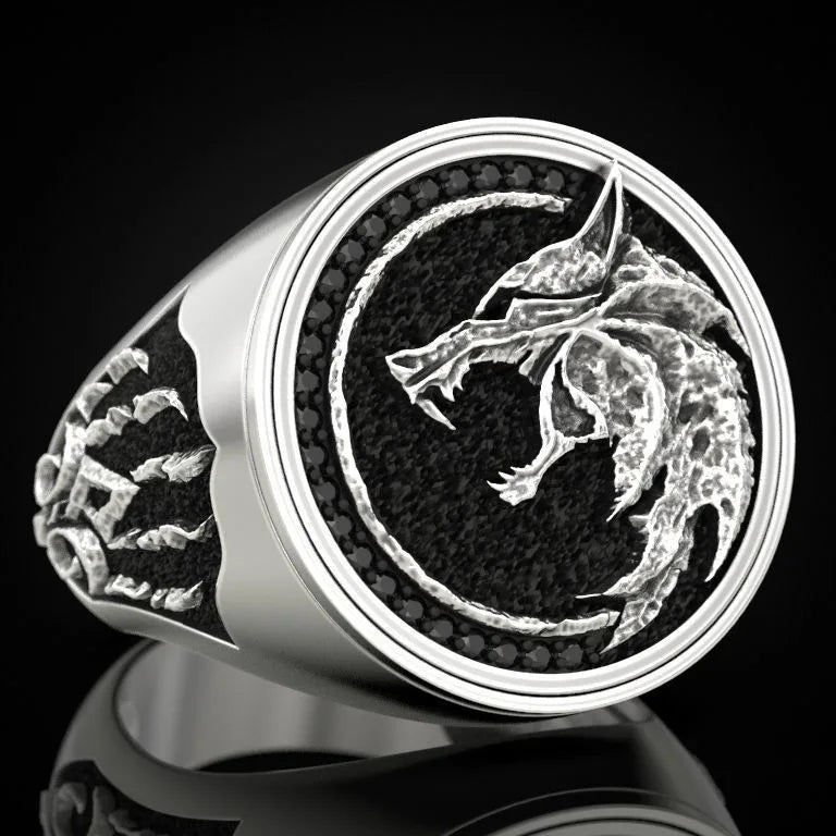 Chevalière Homme Acier LOUP GRAVÉ