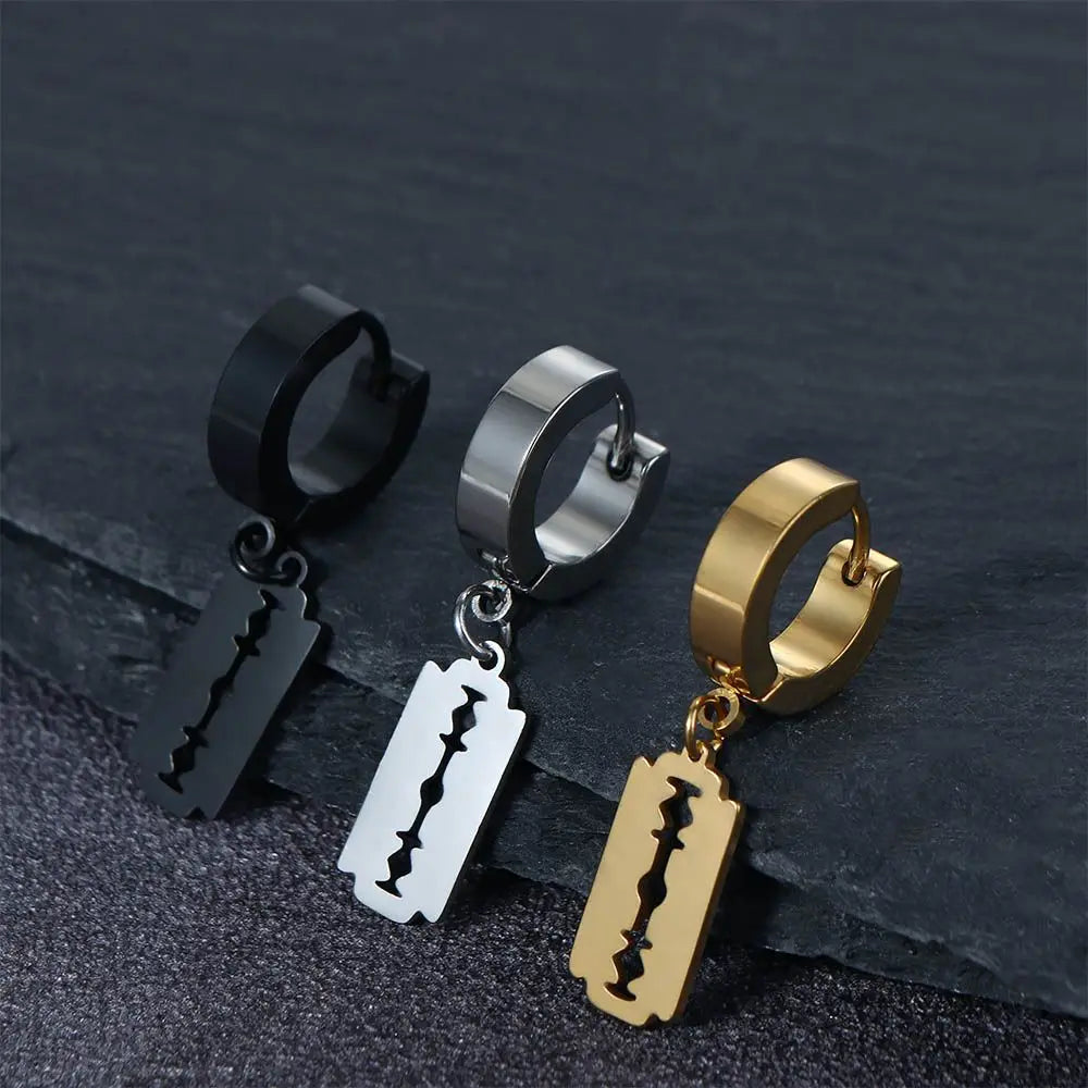 Fausses boucles d'oreilles pendantes au style punk