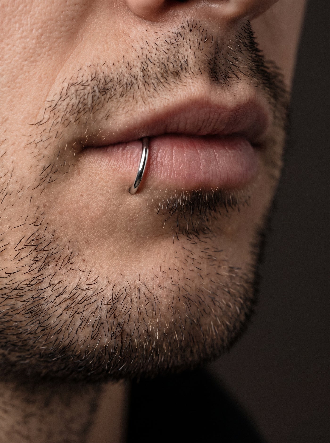 Faux Piercing Lèvre Homme ANNEAU Acier Inoxydable