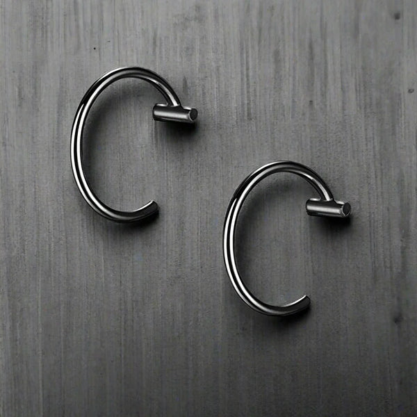 Faux Piercing Lèvre Homme ANNEAU NOIR - B black