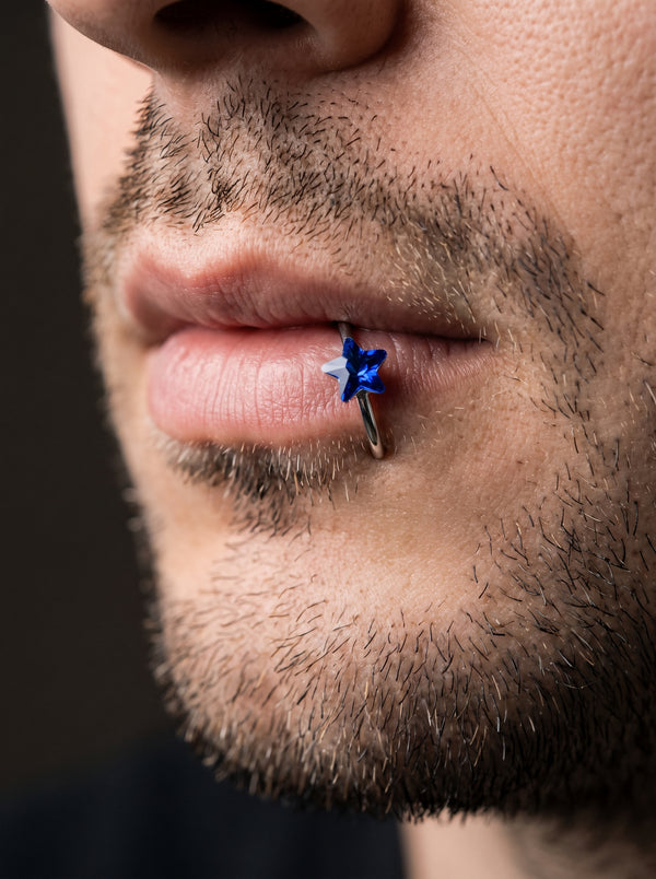 Faux Piercing Lèvre Homme ETOILE BLEUE
