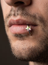 Faux Piercing Lèvre Homme ETOILE BRILLANTE portee lifestyle Stag